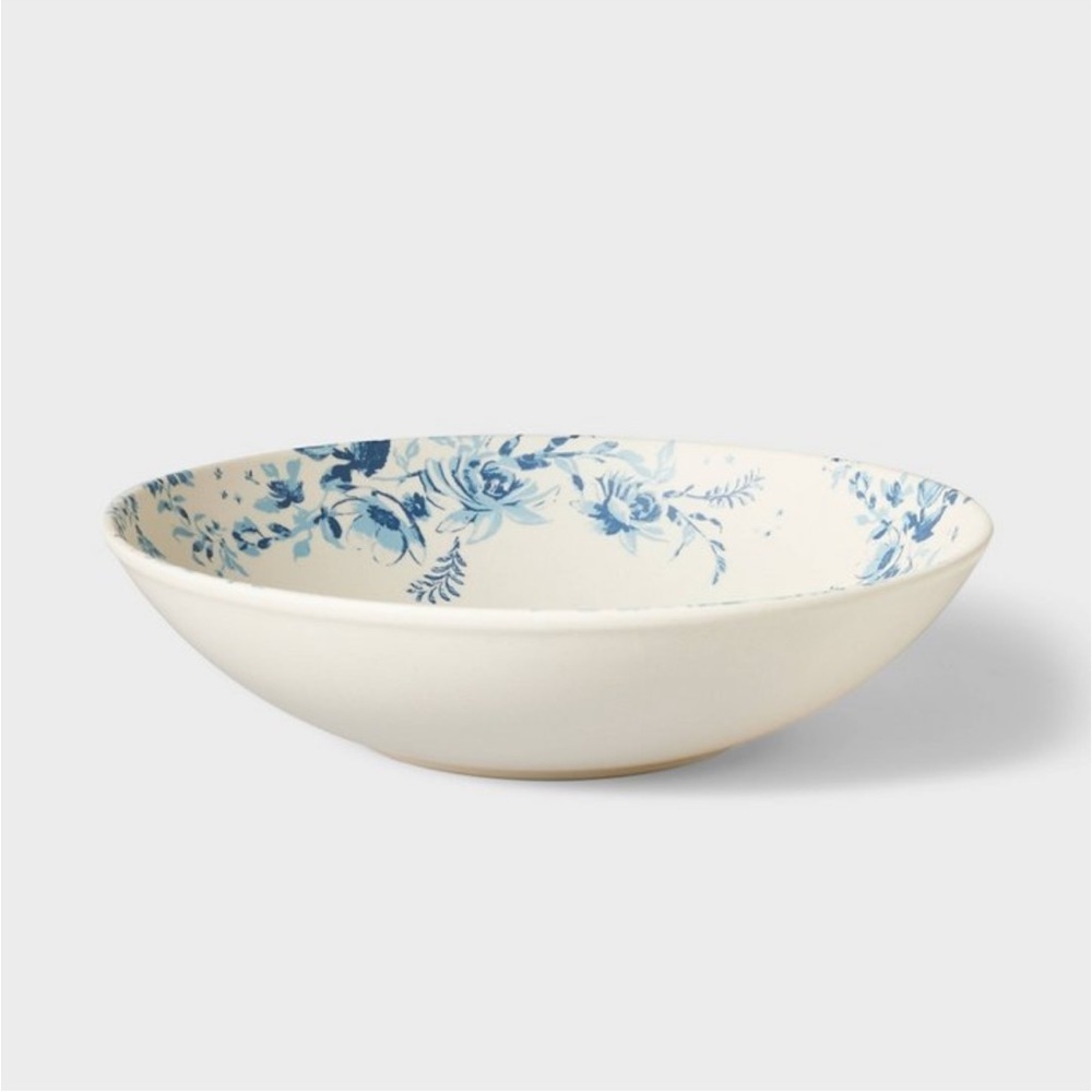 Studio McGee Melamine Floral Serving Bowl Blue